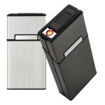 Cigarette Case with Lighter 100\'s King Size 20pcs Cigarettes 2 Pack Rechargeable Flameless Windproof Electric Lighter Makeup Mirror