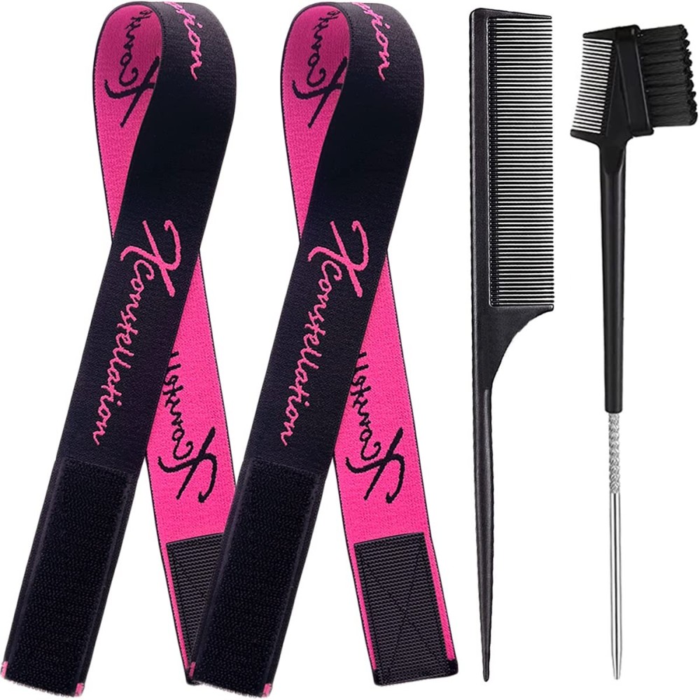 Elastic Wig Bands for Edges, Baby Hair, Keeping Wigs in Place, and Sewing Edges - 2 PCS, BlackPink