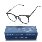 Sleep ZM Blue Light Blocking Glasses for Women + Men - Better Sleep + Anti Eye Strain Protection - Computer Screens & Gaming - Black Small Face - Daytime Clear Lens