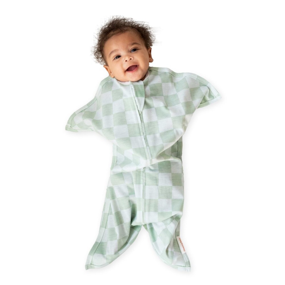 SleepingBaby Zipadee-Zip Transition Swaddle - Cozy Baby Swaddle Blanket with Zipper Convenience - Roomy Wearable Blanket for Easy Diaper Changes - Sea Green/Blue, Large (12-24 Month)