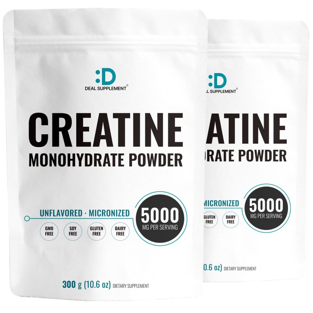 DEAL SUPPLEMENT Instant Creatine Monohydrate Powder, 5g Per Serving -120 Servings (2 Pack) | Micronized, Unflavored, Fast Absorbing Formula | Filler Free, Non-GMO, Keto Friendly, Vegan