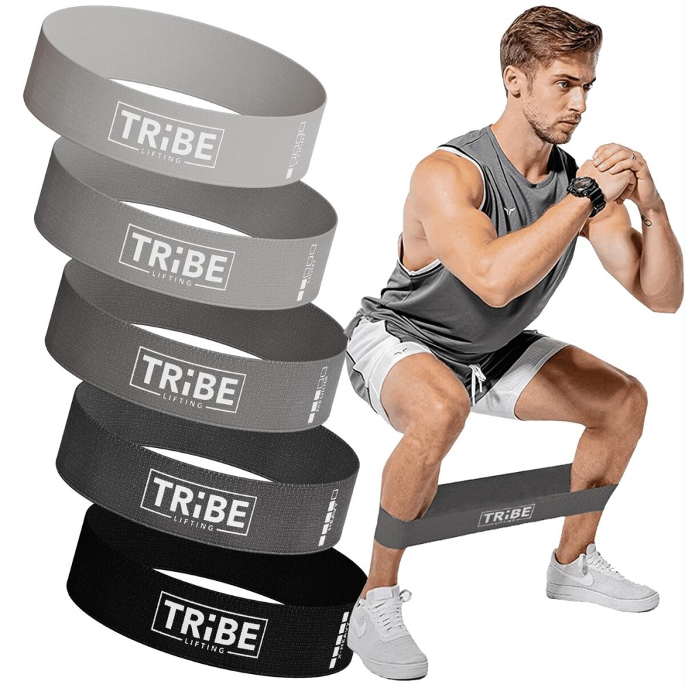 Tribe Lifting Fabric Resistance Bands for Glutes & Legs | 5 Fabric Workout Bands Set | Thick Booty Bands for Squats, Lunges, Hip Training, Physical Therapy & Home Workouts