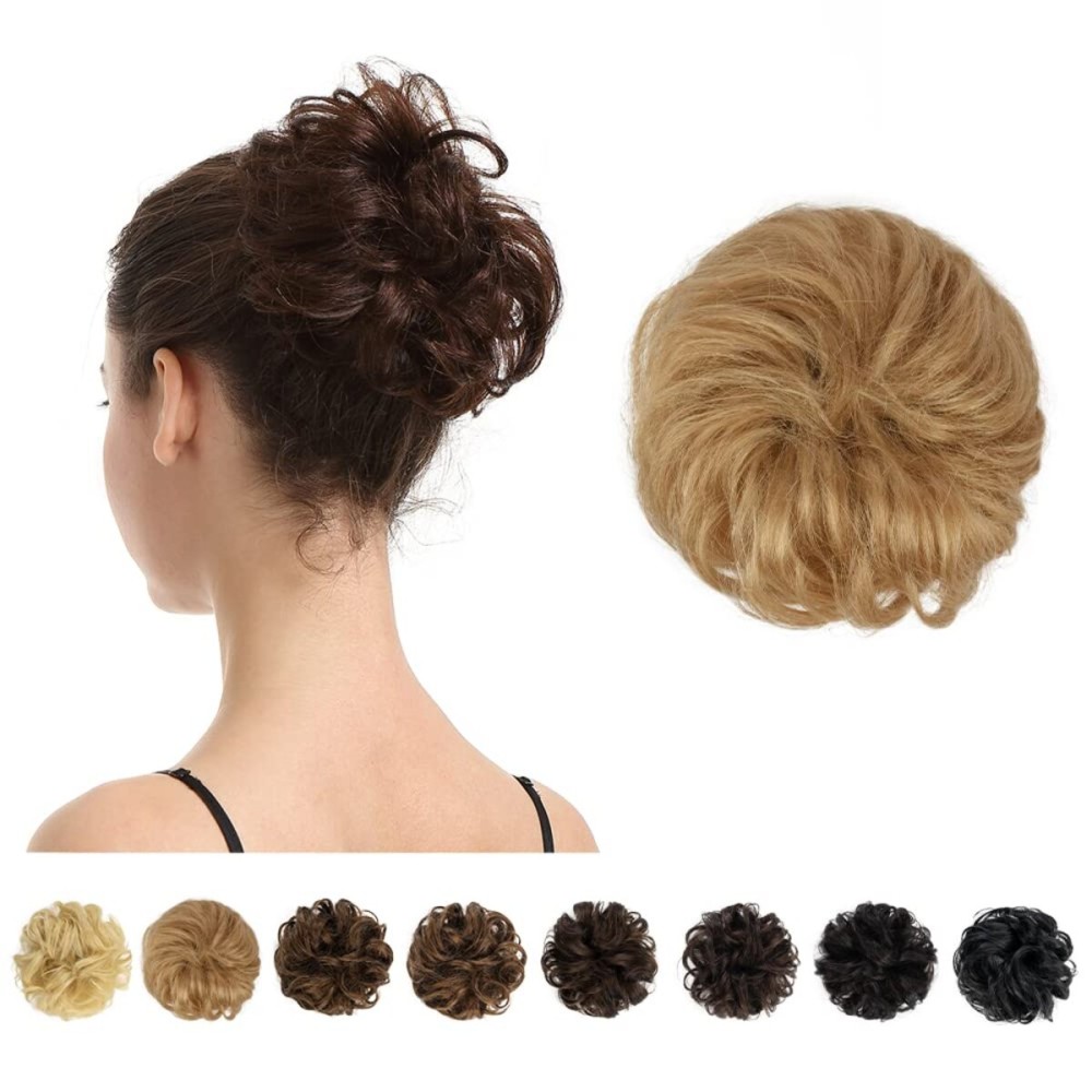 BARSDAR 100% Human Hair Messy Bun - Real Human Hair Bun Extensions for Women - Honeyed Blonde