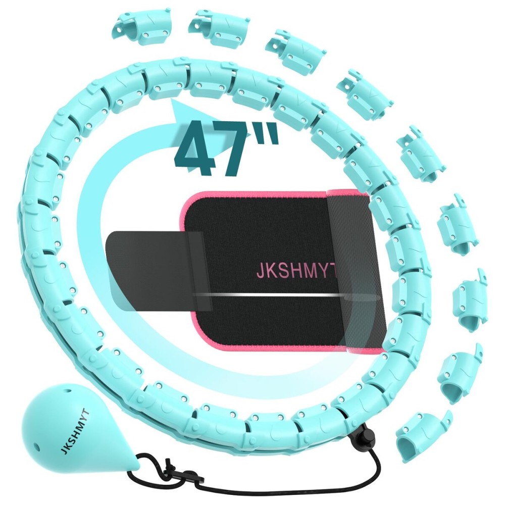 JKSHMYT Smart Weighted Fit Hoop Plus Size for Adults Weight Loss, Hula Circle-2 in 1 Infinity Fitness Hoop, 24 Links Detachable & Size Adjustable, with Waist Trainer for Women
