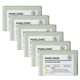 MARLOWE. No. 108 Lightly Exfoliating Soap Bar, 7oz (6 Bars) Polishing, Moisturizing & Cleansing Bar Soap for Men, Made with Natural Ingredients