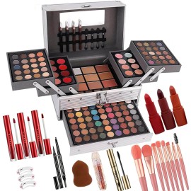 UNIFULL 132 Color All- In- One Makeup For Women Full Kit,Professional Makeup Kit,Makeup Gift Set for Women,Girls&Teens,Include eyeshadow/lipstick/concealer/Lip Gloss/Eyeliner/Mascara006N2-Silver