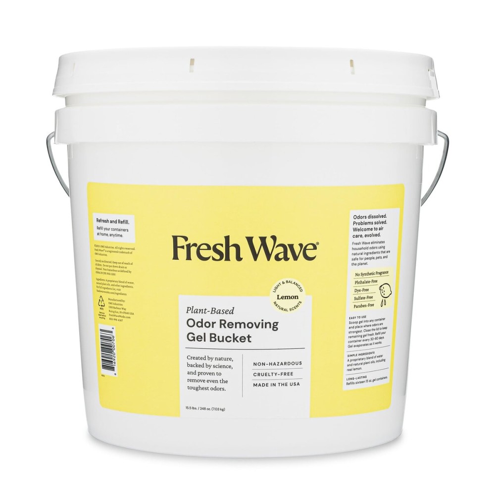 Fresh Wave Odor Removing Gel Bucket, 15.5 lb. (248 oz.) | Lemon Scent Refill | Odor Absorbers for Home | Safer Odor Relief | Natural Plant-Based Odor Eliminator | For Cooking, Trash & Pets