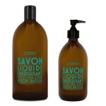 Compagnie de Provence Savon de Marseille Apothicare Liquid Soap, Mint Basil, 16.7 Fl Oz Glass Pump Bottle and 33.8 fl oz Plastic Bottle Refill