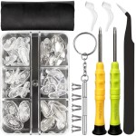 Eyeglass Nose Pads, GOTOBA 22 Pairs Screw-in Eyeglasses Nose Pads, Upgraded Glasses Nose Pad Replacement Kit with Eyeglass Screwdriver, Tweezers, Glasses Cloth, Small Screws.