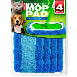 VanDuck Reusable Pet Heavy Duty Mop Pads Compatible with Swiffer Sweeper (4-Pack) - Washable Microfiber Mop Pads for Wet & Dry Use - All Purpose Floor Mopping and Cleaning Product
