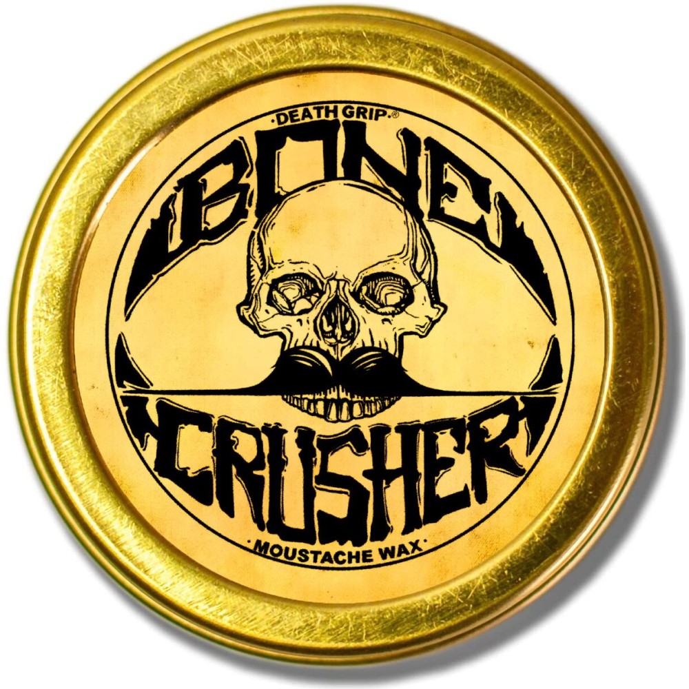 Mustache Wax Extra Strong Hold | 1oz Bone Crusher Moustache & Beard Wax Tin | Grooming For Men | Perfect For Dali Curly English Handlebar Mustaches By Death Grip | Heat Source Required