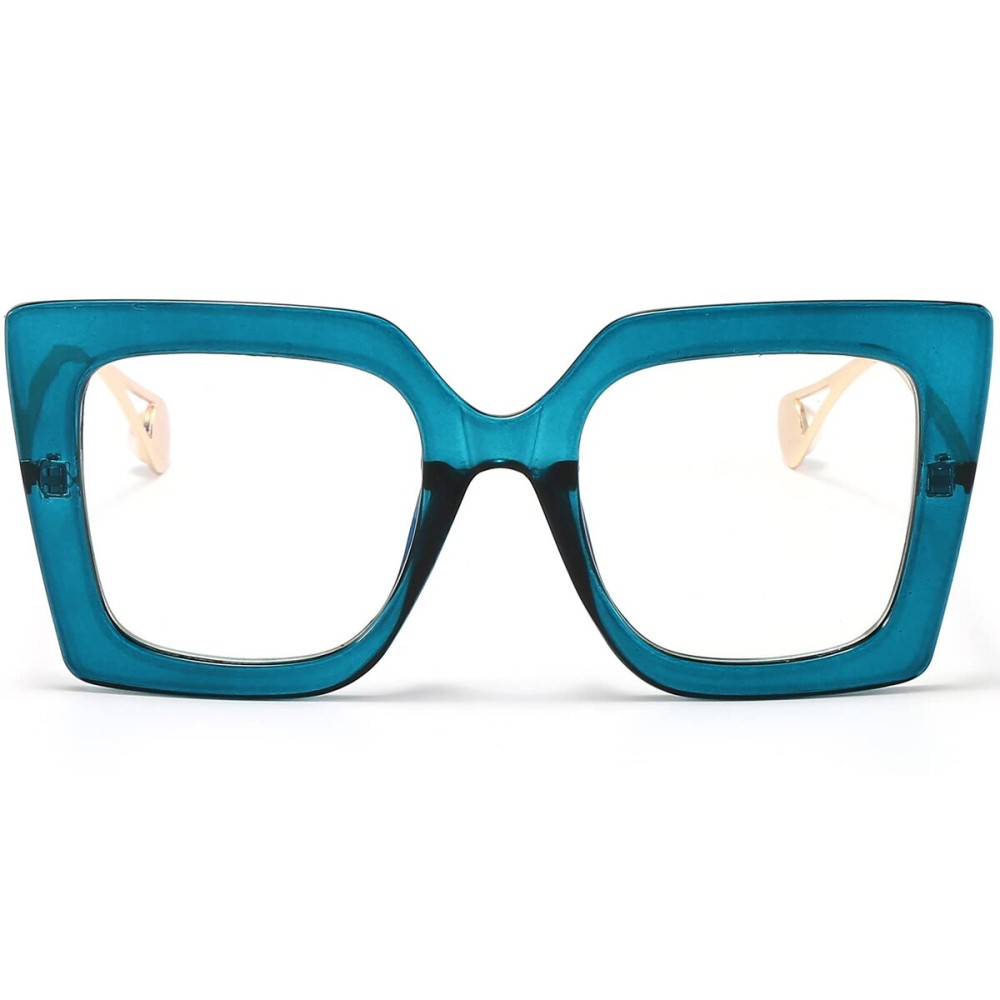 AIEYEZO Oversized Blue Light Glasses for Women, Anti Fatigue Prevent Headache Computer Eyeglasses (Blue)
