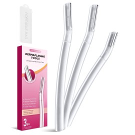SINAHET Dermaplane Razor for Face, (3 Count) Professional Dermaplaning Tool for Peach Fuzz, Facial and Eyebrow Hair Removal, Gentle Skin Exfoliation Blade