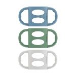 Dr. Brown\'s Narrow Baby Bottle Handles, 100% Silicone, Easy Grip Removable Handles for Bottle to Sippy Cup Transition, Blue/Gray/Green, 3-Pack, 4m+