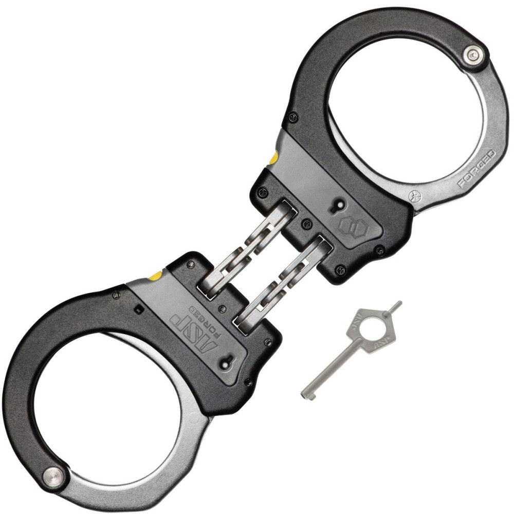 ASP Identifier Ultra Plus Hinged Handcuffs, Double-Locking Handcuffs, Colored Handcuffs, Forged Aluminum Restraints, Police Handcuffs, Law Enforcement Gear, Security Guard Equipment, Grey