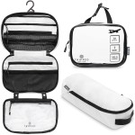 Toiletry Bag Kit Set: Hanging Travel Toiletry Bag + 311 TSA Cosmetic Liquid Bag + Ultralight Accessory Organizer Pouch (White Ripstop)
