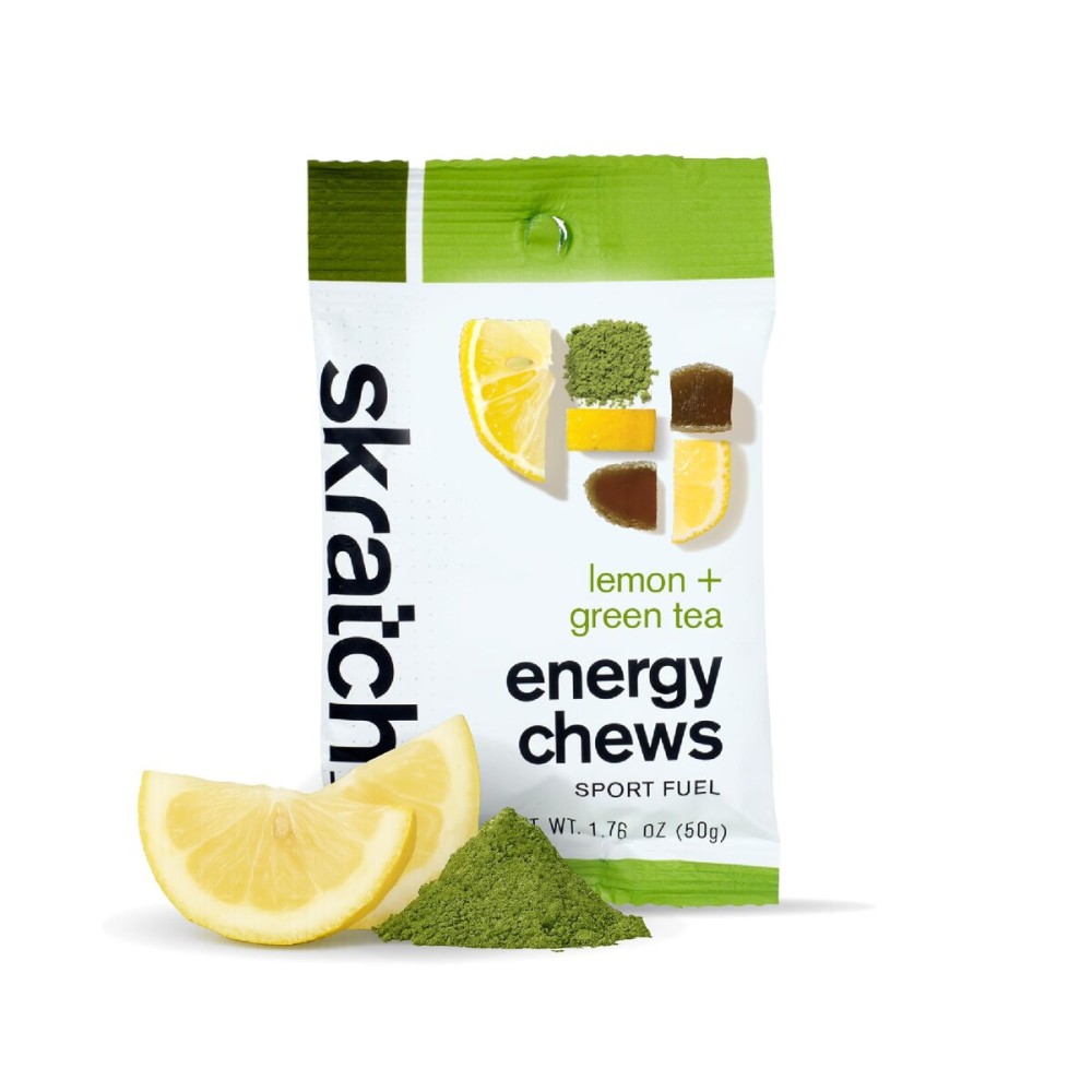 Skratch Labs Energy Chews | Gummies for Running, Cycling, and Sports Performance | Gel Alternative | Matcha + Lemon (10 Pack) | Gluten Free, Vegan