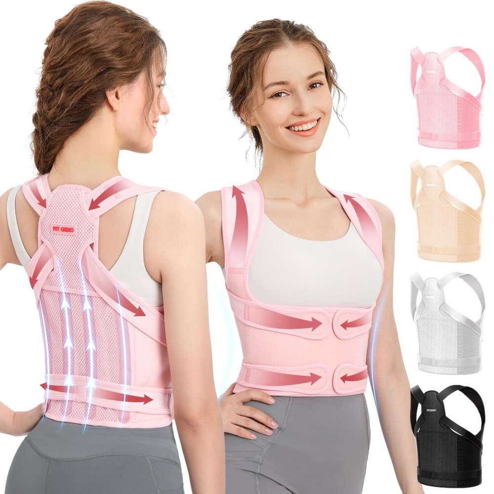 Fit Geno Back Brace Posture Corrector for Women: Shoulder Straightener Adjustable Full Back Support Upper and Lower Back Pain Relief - Scoliosis Hunchback Hump Thoracic Spine Corrector Large