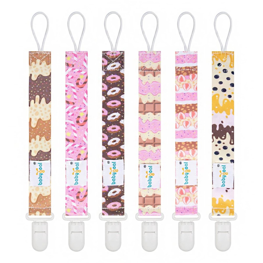 babygoal Pacifier Clips, 6 Pack Binky Paci Holder Leashes Fits for Most Pacifiers and Binkies 6PB23