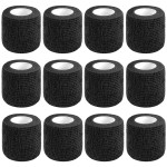 CIYAGPOOU 12 Pack Self Adhesive Bandage Wrap,2 Inches 5 Yards Black Vet Wrap Breathable Flexible Stretchy Cohesive Bandage for First Aid, Sprains Protection