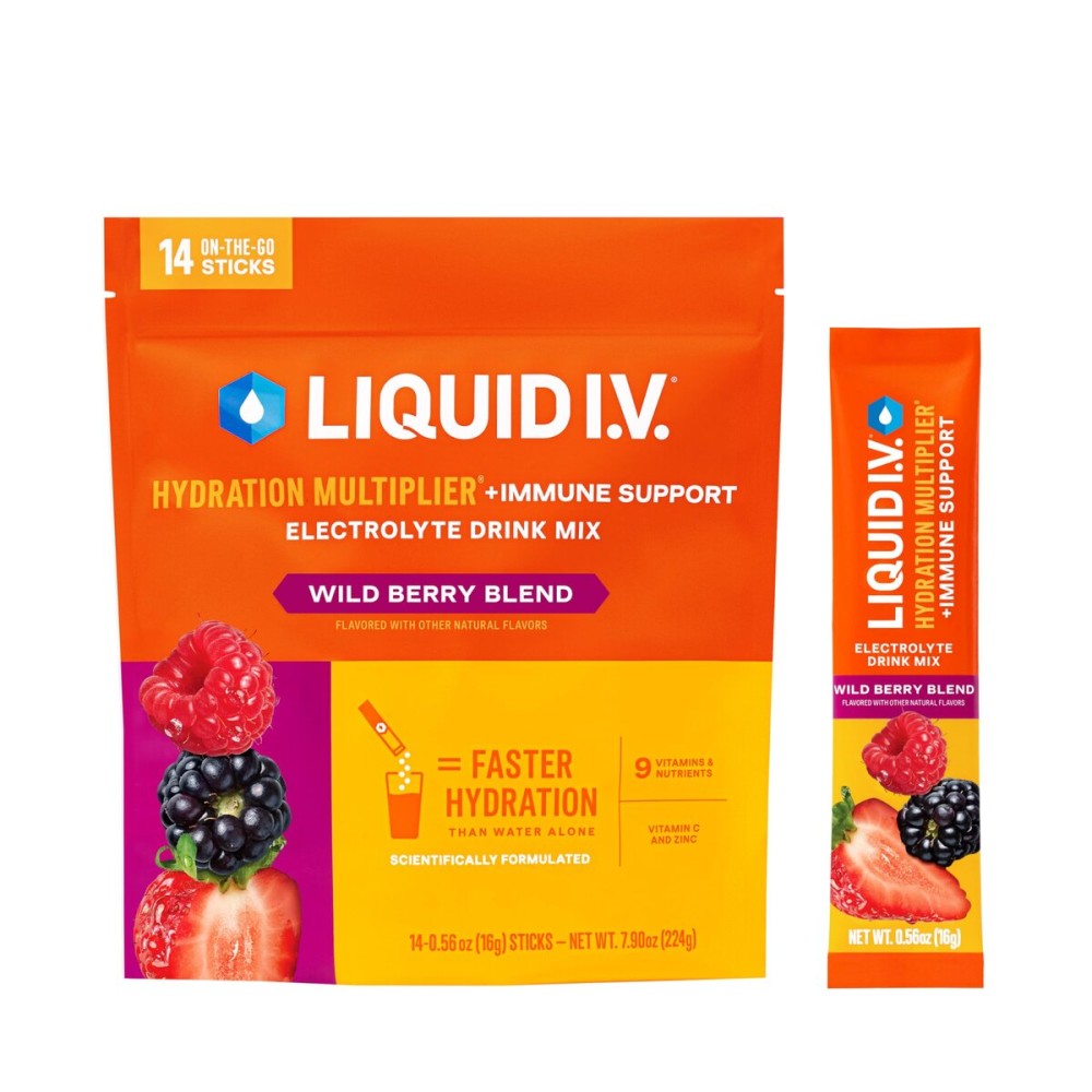 Liquid I.V. Hydration Multiplier +Immune Support - Wild Berry Blend | Electrolyte Powder Drink Mix | 1 Pack (14 Servings)