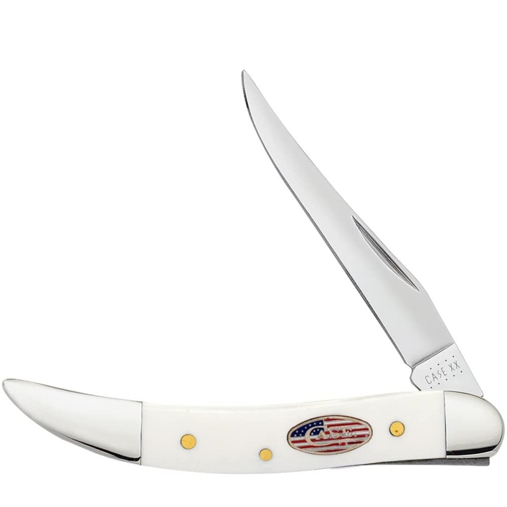 Case XX WR Pocket Knife Small Texas Toothpick White Synthetic Stars & Stripes Item 39912 (410096 SS) 3 inches Closed, Made In USA