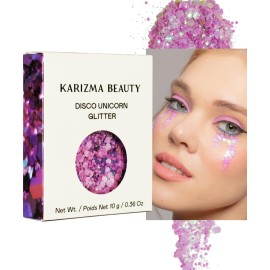 KARIZMA Disco Unicorn Body Glitter. 10g Chunky Face, Hair, Eye and Body for Women. Rave Festival Accessories, Cosmetic Makeup. Loose Set