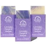 The Bubble Factory Handmade Natural Bath & Body Soap Bar, Vegan, All-Natural, Palm Oil Free, Made in USA with Shea Butter + Essential Oils, Lavender Oatmeal, 3 Bars