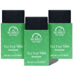 The Bubble Factory Handmade Natural Bath & Body Soap Bar, Vegan, All-Natural, Palm Oil Free, Made in USA with Shea Butter + Essential Oils, Tea Tree Mint, 3 Bars