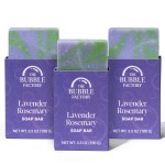 The Bubble Factory Handmade Natural Bath & Body Soap Bar, Vegan, All-Natural, Palm Oil Free, Made in USA with Shea Butter + Essential Oils, Lavender Rosemary, 3 Bars