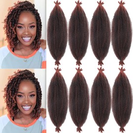 8 Packs Springy Afro Twist Hair 16 inch Pre-Separated Braiding Hair Marley Twist Braiding Hair for Distressed Faux Locs Spring Twist Hair Extensions for Women (T350, 16 Inch (Pack of 8))