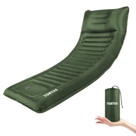 TOBTOS Inflatable Camping Sleeping Pad with Pillow, Thick 6 Inch Ultralight Sleeping Pad with Built-in Pump, Lightweight Sleeping Mat for Camping, Backpacking, Hiking, Tent (Green)