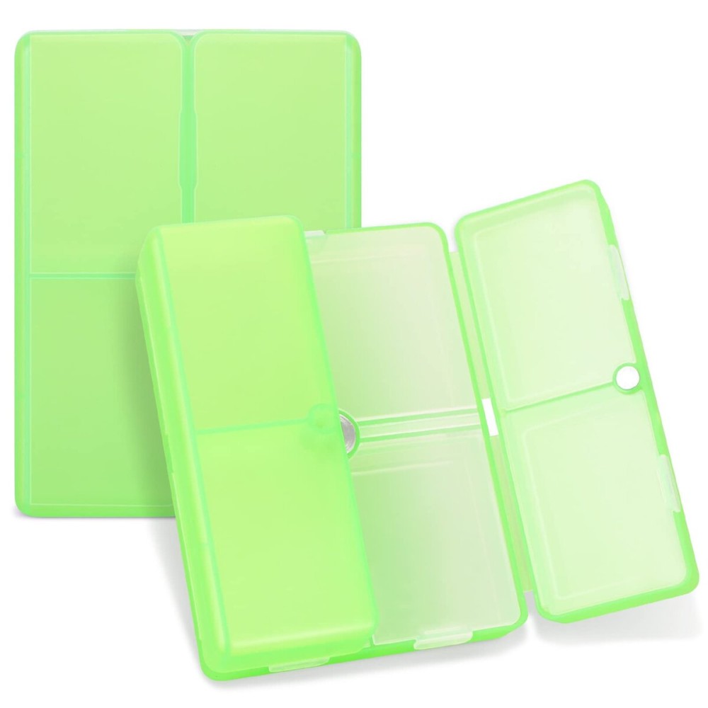 FYY Daily Pill Organizer, 7 Compartments Portable Pill Case Travel Pill Organizer,[Folding Design] Pill Box for Purse Pocket to Hold Vitamins,Cod Liver Oil,Supplements and Medication-Clear Green