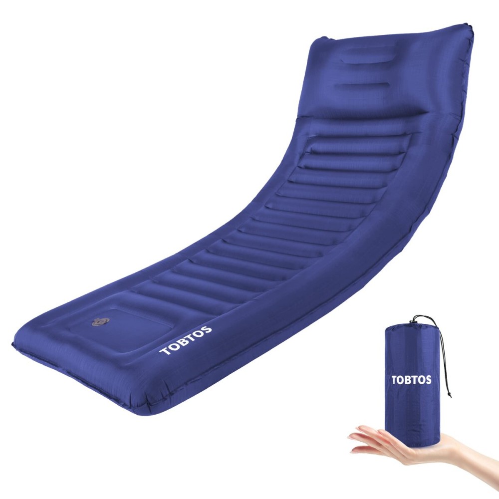 TOBTOS Inflatable Camping Sleeping Pad with Pillow, Thick 6 Inch Ultralight Sleeping Pad with Built-in Pump, Lightweight Sleeping Mat for Camping, Backpacking, Hiking, Tent (Blue)