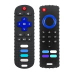 Baby Teether Toy,TV Remote Control Shape Teething Relief Chew Toy for Infants 3-24 Months, BPA Free, 2pcs Black