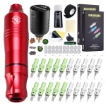 Dragonhawk Cordless Tattoo Gun Machine Kit - Rotary Tattoo Pen with 20 Pro Needles Lightweight Design Complete Tattoo Kit Supplies for Beginners