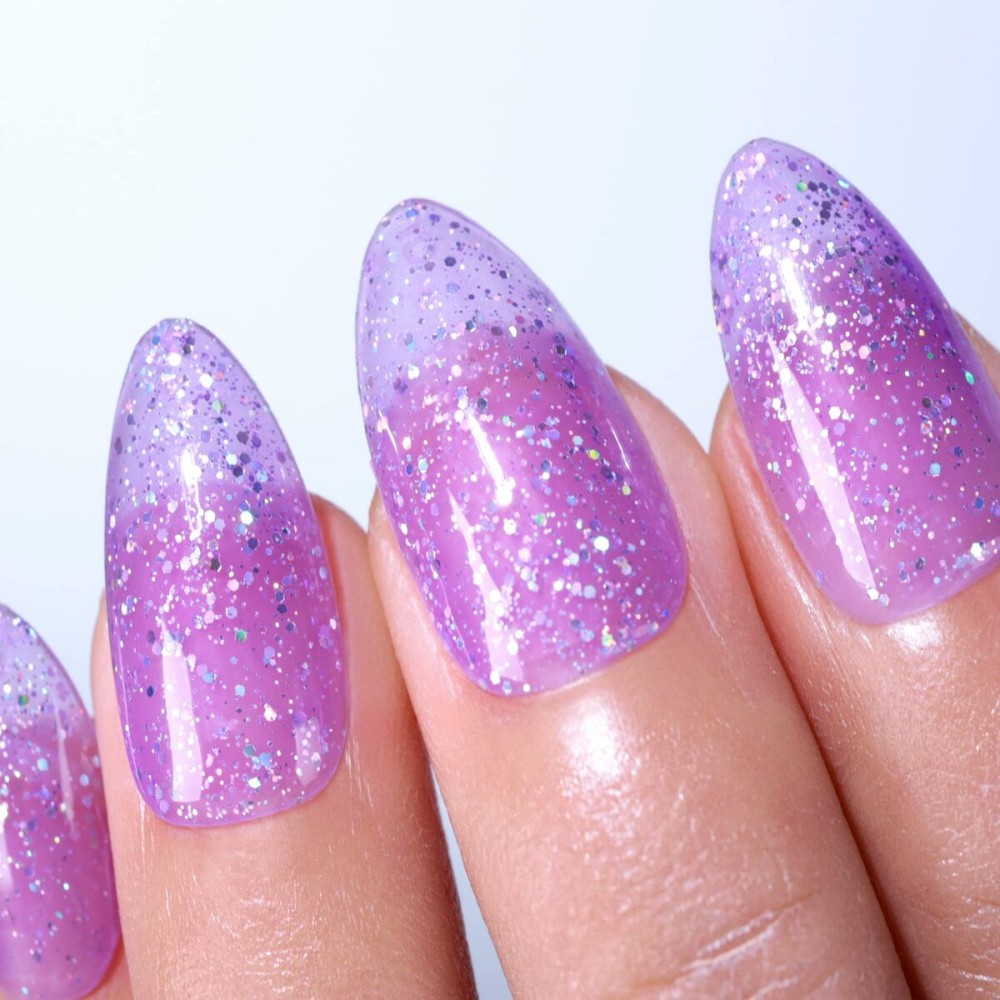 Imtiti Glitter Gel Nail Polish - 0.5 Fl Oz Lavender Purple Soak Off LED UV Manicure Kit for Women Girls - DIY Nail Art Starter