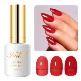 Imtiti Jelly Gel Polish, 1 Pcs 0.5 Fl Oz Red Jelly Gel Polish Soak Off LED U V Nail Polish Sheer Translucent DIY Nail Art Starter Manicure Salon Kit