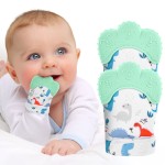2Pack Silicone Teething Mitt, Soothing Infant Teething Mitten Pain Relief, Prevent Scratches Glove, Safe Silicone Teething Toys for 0-12 Months