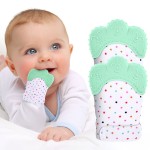 2Pack Silicone Teething Mitt, Soothing Infant Teething Mitten Pain Relief, Prevent Scratches Glove, Safe Silicone Teething Toys for 0-12 Months