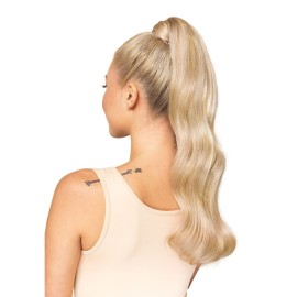 WENNALIFE Ponytail Hair Extension, 16 Inch 80g Dirty Blonde Highlighted Bleach Blonde Ponytail Extension Human Hair Clip in Wrap Around Remy Human Hair Extension Hairpieces Real Human Hair