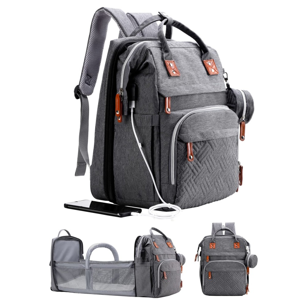 ISMGN Diaper Bag Backpack with Changing Station, Extra Large Diaper Bag, Multifunctional Diaper Bag, Baby Bag, Deep Gray