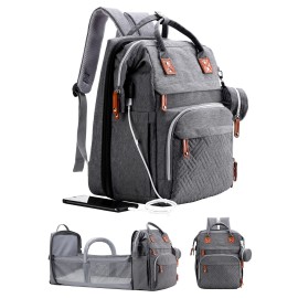 ISMGN Diaper Bag Backpack with Changing Station, Extra Large Diaper Bag, Multifunctional Diaper Bag, Baby Bag, Deep Gray