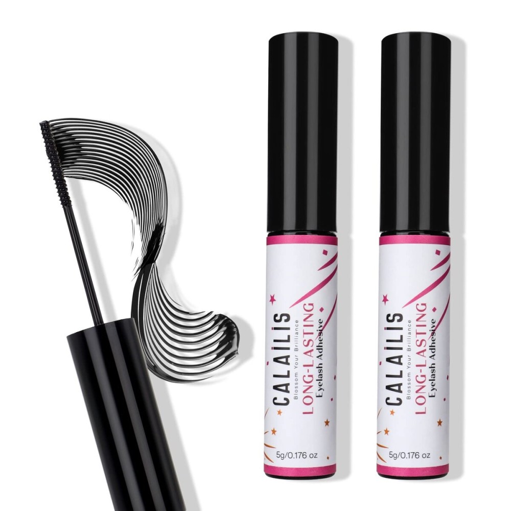 CALAILIS Lash Glue, Cluster Lash Glue, Lash Extension Glue, Super Strong Hold 48 Hours Long Lasting Eyelash Glue for Lash Cluster, Waterproof, Non-Irritating, Fast Drying Lash Glue, 2Pack
