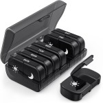 PULIV Extra Large Weekly Pill Organizer 2 Times a Day, One-Side Open Pill Box 7 Day for Easy Filling, Black Privacy Protection AM PM Pill Case for Vitamins, Medication, Supplements, Fish Oils Black