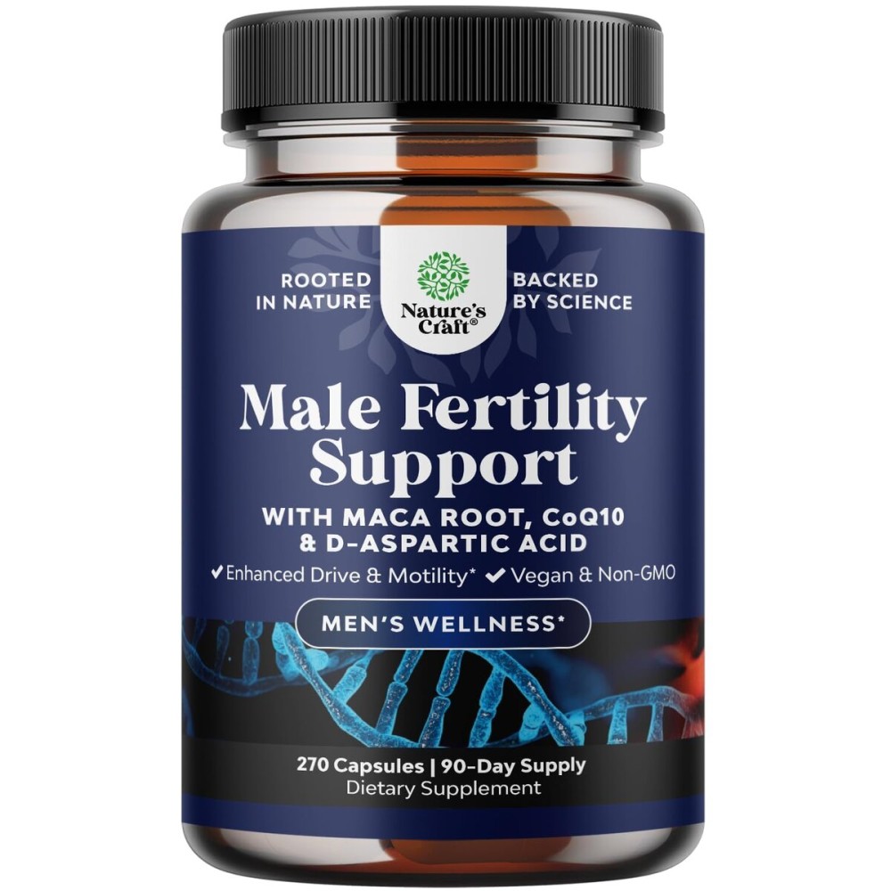 Pre Conception Male Fertility Supplement - Semen Volume Booster with CoQ10, Maca Root, Methyl Folate & D-Aspartic Acid - Mens Fertility Supplement for Sperm Motility - Conception for Him, 90 Days