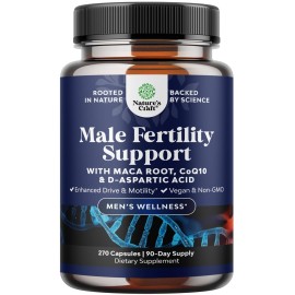 Pre Conception Male Fertility Supplement - Semen Volume Booster with CoQ10, Maca Root, Methyl Folate & D-Aspartic Acid - Mens Fertility Supplement for Sperm Motility - Conception for Him, 90 Days