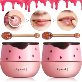2 Pack Strawberry Lip Mask & Balm Pot - Propolis Moisturizing Hydrating Lip Sleeping Mask - Prevents Dry & Cracked Lips - Exfoliator (Strawberry)
