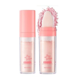 Glitter Powder Highlighter Makeup, Body Brightens the Natural Three-Dimensional Face Blusher Fairy Highlight Patting Powder.(02 Fairy Pink)