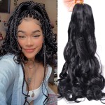 Luoyudu French Curly Braiding Hair 24Inch Loose Wavy 8 Packs 1B Black Bouncy Braiding Hair Extensions 75g/Pack Synthetic French Curl Crochet Hair Extensions8packs,24Inch)